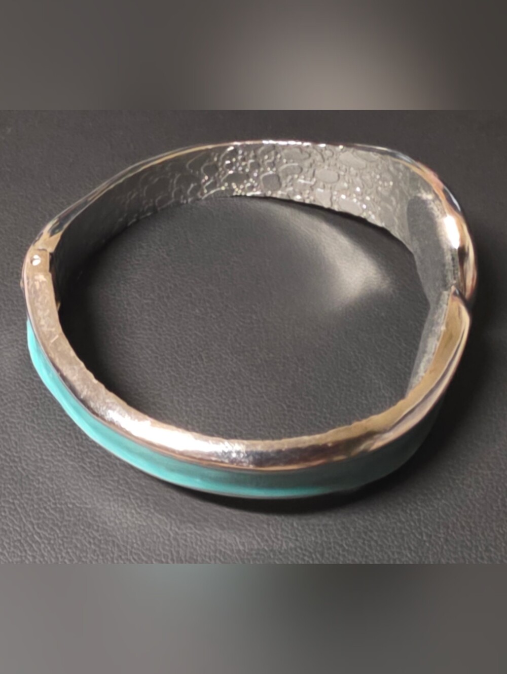 Silver-Tone Bracelet with Turquoise Inlay - Picture 4 of 6